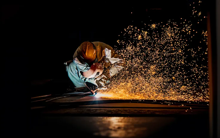 araffe welding spark in a dark room with a black background, Industrial Photography, spark flying, lots of steam and spark, electric spark, welding torches for arms, spark, spark and smoke, author：Bernardino May, metalworking, large electrical gold spark, ...