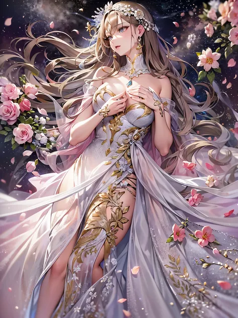 ((highest quality)),(Ultra-high resolution),(Very detailed),(Detailed Description),((The best CG)),(A masterpiece),Ultra-precise art,amazing drawing art,(Art with precise detail:1.5), (woman:1.4), (A front-open dress with detailed and detailed depictions:1...