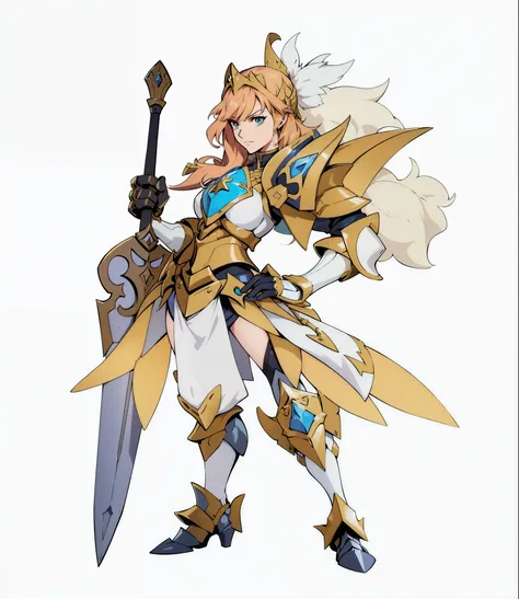 anime character holding a sword and armor holding a sword, female paladin, gorgeous female paladin, picture of female paladin, p...