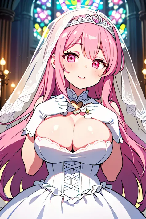 ((highest quality)), ((masterpiece)), (be familiar with), lens white flare, Transparent contrast, masterpiece, NSFW, Lover POV, (Wedding dress,Bride Veil,wedding ring,Bridal Gloves),(Underbust（Breast bags）),(Super big breasts), 1 Female, Beautiful Goddess,...