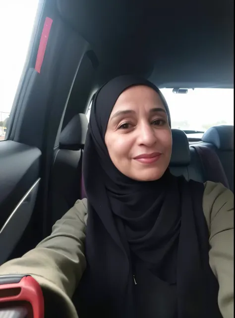 there is a woman sitting in a car with a cell phone, faridah malik, 2 7 years old, 2 8 years old, inspired by Naza, 3 0 years old woman, 30 years old woman, 2 9 years old, inspired by Nazmi Ziya Güran, old picture, selfie shot straight on angle, inspired b...