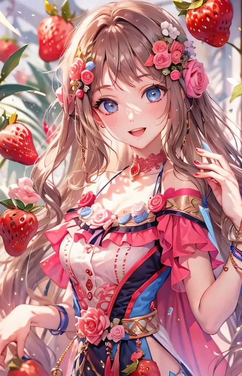 ((highest quality)), ((masterpiece)), (Get used to it), Perfect Face , beautiful girl , strawberry , Big Breasts , Long and beautiful hair , Braided hair ,