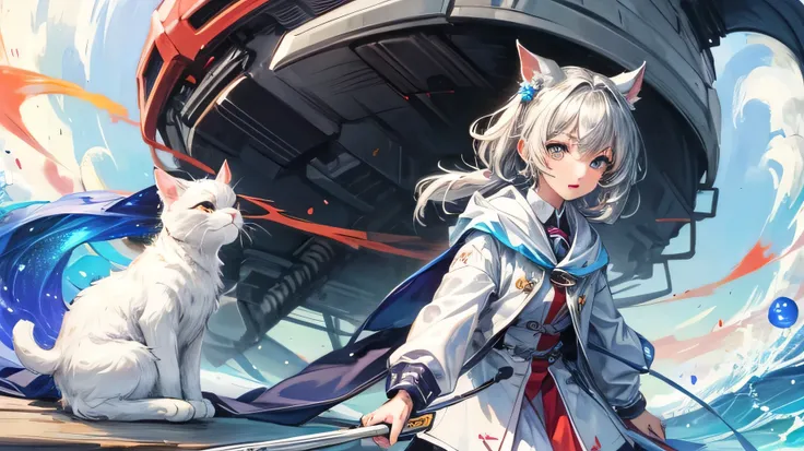 ((highest quality)), ((masterpiece)), (detailed), for anime,Spectacular Nature,White cat