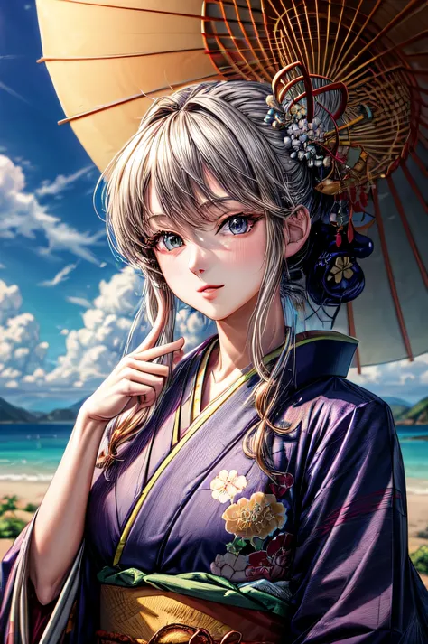 ((highest quality)), ((masterpiece)), (detailed), for anime,Spectacular Nature,Beautiful woman wearing a kimono