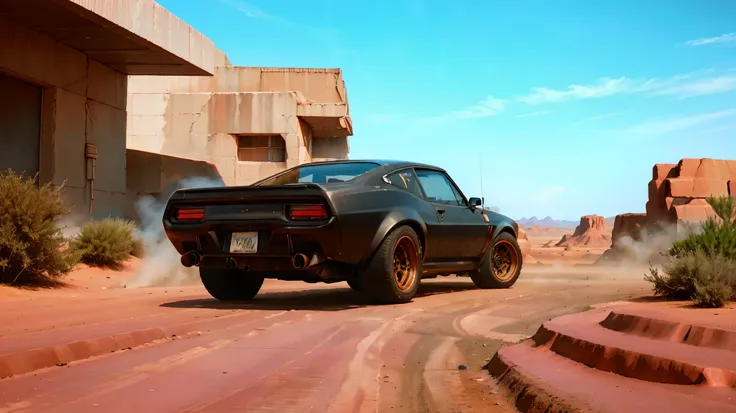 (highest quality:1.2, very detailed, high contrast, masterpiece:1.2, best quality, best aesthetics), mad max, ford falcon xb, ((...