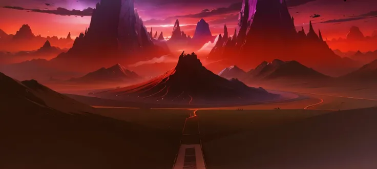 ground, earth, red, purple sky, hell, darkness