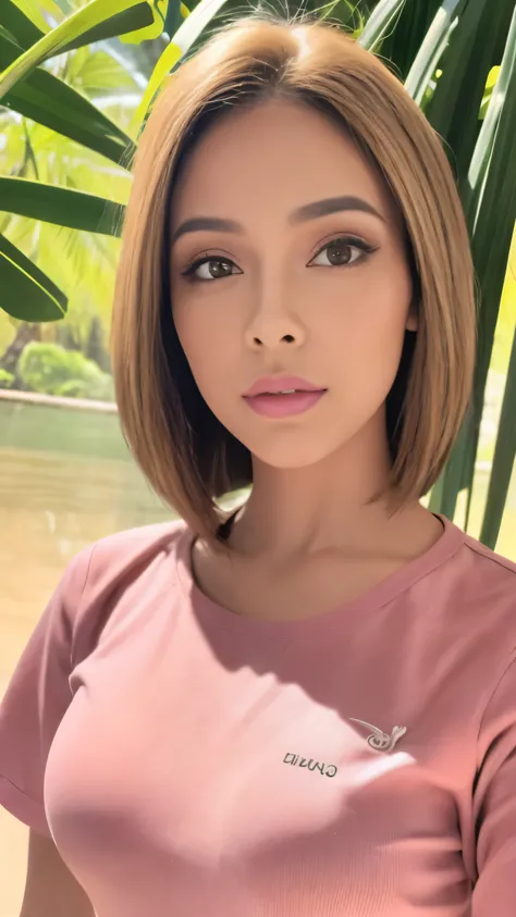 (obra de arte,Maximum quality),1 garota,(fotorrealista:1.1),pele bronzeada,30 anos de idade,double eyelid,((Terno cinza)),vestindo uma camisa,(cabelo extra curto),colar,ultra real,Olhos brilhantes,Mulher bonita,Fundo da barra,sombra,delineador,olhos realis...