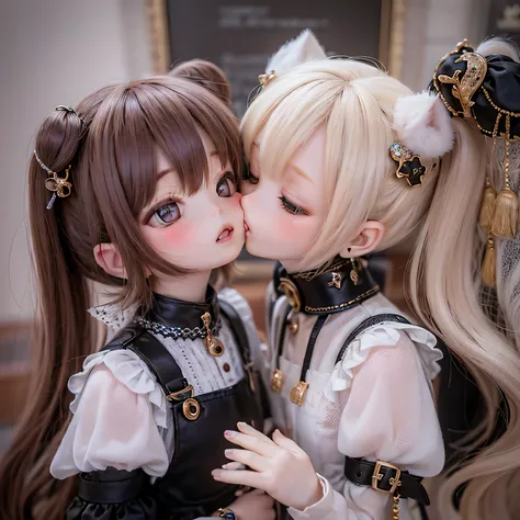 aluminum&#39;Chibi Girl、Very cute and attractive piece of art. Two adorable girls with ermine-like features drawn in a chibi style..。. The girls have big round eyes and long eyelashes.、That makes them more attractive.。. They have a delicacy, Button nose an...