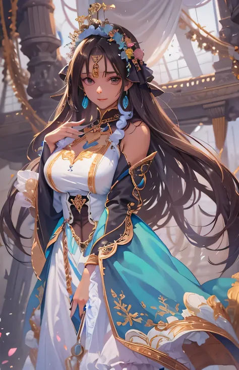 ((highest quality)), ((masterpiece)), (Get used to it), Perfect Face , beautiful girl , Chocolate Mint , Big Breasts , Long and beautiful hair , Braided hair ,