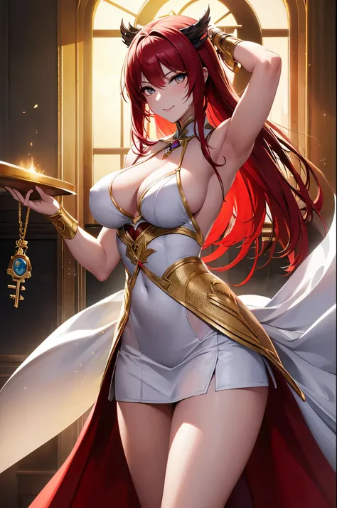 8k,女神のClose-up, Gorgeous Dress, sexySuper Beauty(Like the real thing)Goddess of War,Slender body,Muscular woman,smile,Kind eyes,Beautiful long red hair,sexy,Very detailedなアート作品, Alexandra Fomina Art Station, 2. 5d cgi anime fantasy artwork, Fan Art Best Ar...