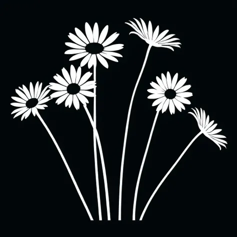 a black silhoutte of a daisies