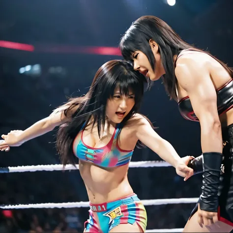 Tifa, From Final Fantasy 7, Elbow drop to Ric Flair in a WWE ring