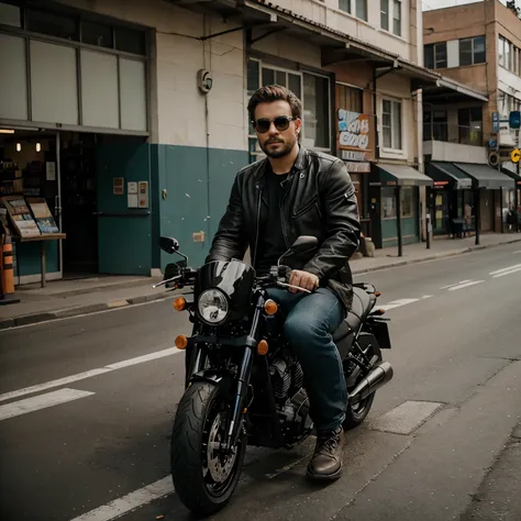 man sitting on a motorcycle 