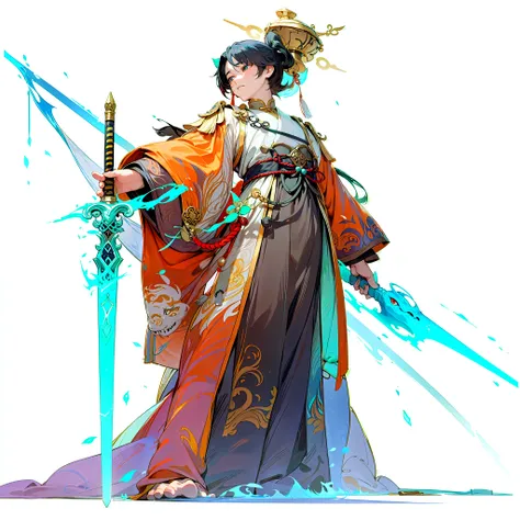 Anime Characters，Holding a sword，Wearing a dragon&#39;s clothes, author：Yang Jie, author：Chen Zhou, author Shen Zhou, by Zeng Jing, by Ren Xiong, Huang Shen, by Liang Kai, author：Li Song, g liulian art style, author：Russell Dongjun Lu, by Li Zai, Chen Jiru