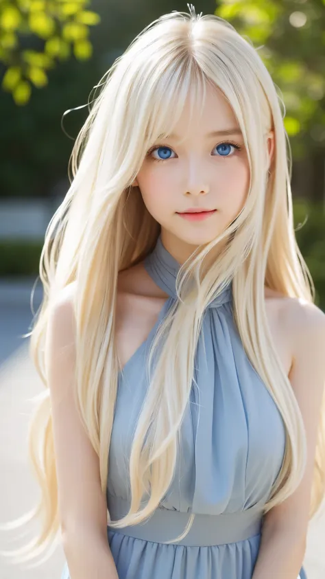 shining, clear, white skin、her windblown blonde hair hides her beautiful face、huge、28 years old cute sexy little beautiful face、...