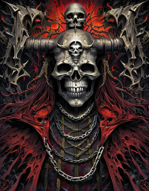 "Experience the dark and alluring world of death with this striking depiction of a god of the underworld. Directed by the talented Jason Edmiston, this piece features a demon with a chain around its neck and a skull on its shoulder, evoking a sense of powe...