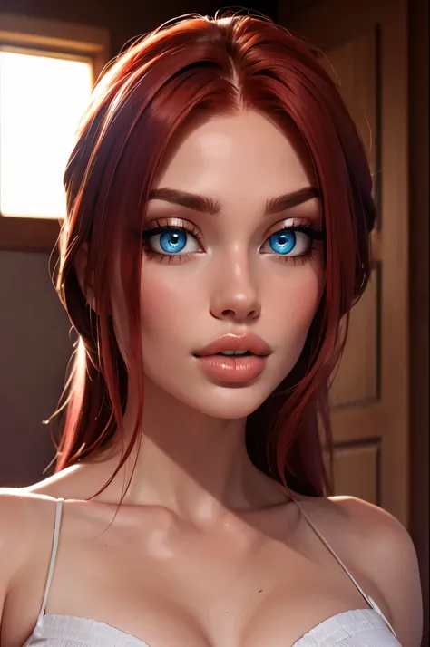 (sexy red haired young woman,perfect body,posing,model,stage,luxury hall),(oil painting),(detailed face,beautiful eyes,detailed ...