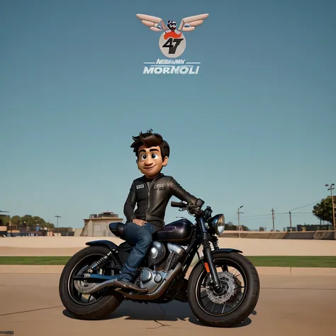 Personagem Disney pixar com Preto e colete de motoclube 