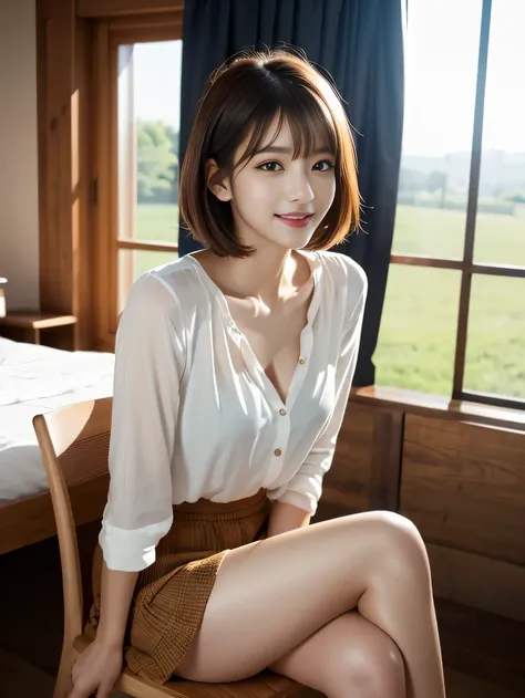 (Ultra-realistic), (High resolution), (8k), (very detailed) (beautifully detailed eyes),masterpiece, Best image quality, high quality,(super detailed), (wallpaper), (detailed face), The whole body is visible、above the knee image、Beautiful legs、thin feet、Lo...
