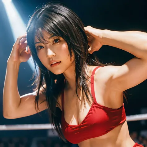 Tifa, From Final Fantasy 7, Elbow drop to Ric Flair in a WWE ring