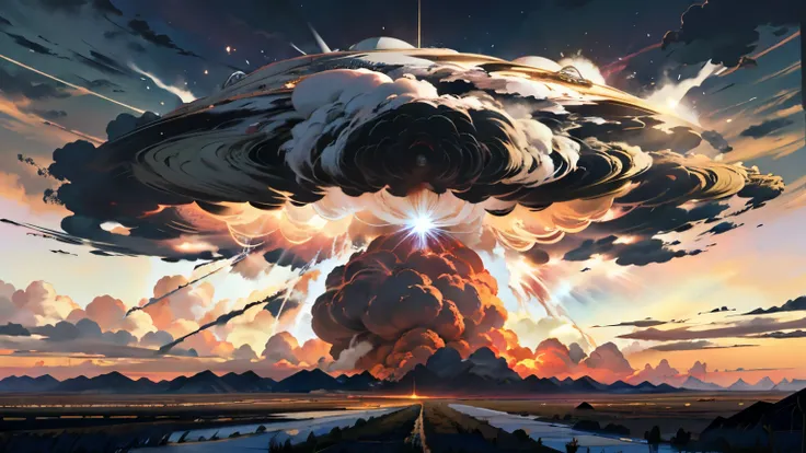 arafed image of a nuclear explosion with a large cloud of smoke, bomb explosion, ataque nuclear, nuclear explosion, nuclear explosion!!!, atomic explosion, bomba nuclear explosion, bomba nuclear, bomba nuclear blast, Nuvem de cogumelo, an explosion, nuclea...