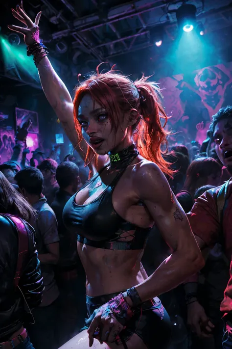 In the heart of the city, a fiery inferno of clubber style music ignites the night, casting an otherworldly glow over the chaotic scene. The air pulsates with a crazy beat, vibrating through the very souls of the revelers, as they succumb to the hypnotic r...