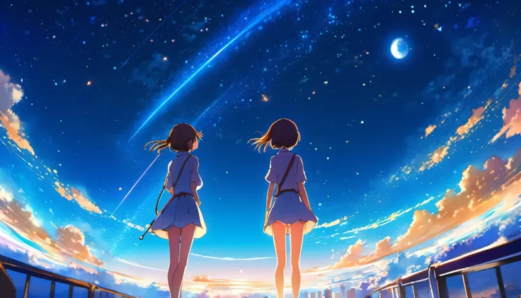 Anime girl looking at the stars in the sky, 4k anime wallpaper, anime art wallpaper 4k, anime art wallpaper 4k, anime wallpaper 4k, anime wallpaper 4k, Anime Art Wallpapers 8K, makoto shinkai cyril rolando, Space Sky. by makoto shinkai, Anime Style 4k, Ani...