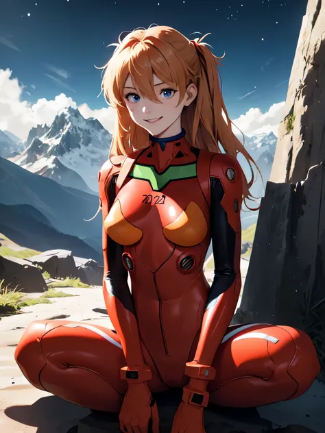 (masterpiece, highest quality), one girl, beautiful face, beautiful body, souryuu_asuka_langley, plug suit, bodysuits, interface...