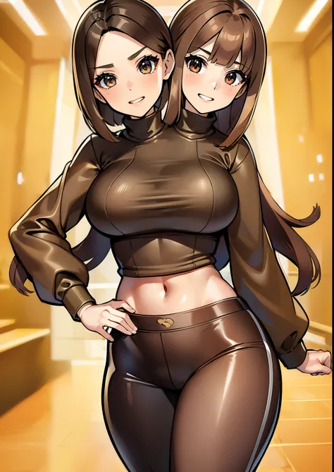 (masterpiece),(ultra-detailed), (high quality), (high resolution), (best quality:1.5, highres, UHD), highres, absurdo, ultra detail, ultra quality, Ultra resolution, 16k, 1girl, (2heads:1.5), anime girl with two heads, ((light brown hair)), ((different hai...