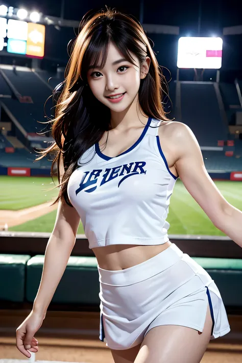 cheerleader ,health beauty, a handsome face, beautiful body, long legs, white skin,fine portrayal, ultimate details, baseball st...