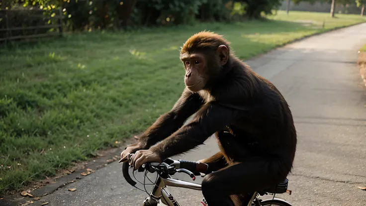 
monkey riding a bicycle