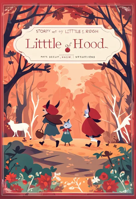 cover page, story of Little Red Riding Hood, flat Design, vector illustrations, graphic illustration, detailed 2d illustration, flat illustration, digital illustration, digital artwork,