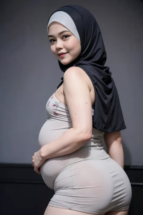 ((Chubby:1.6)), ((Flat Chest:1.2)), (Happy smile), (((HIJAB MALAY GIRL))), masutepiece, High quality, UHD 32K, Realistic face, Realistic skin feeling , A Japanese Lady, 58 years old matured lady, , Very cute and baby-like face, (((FLAT CHEST))), (Night tim...