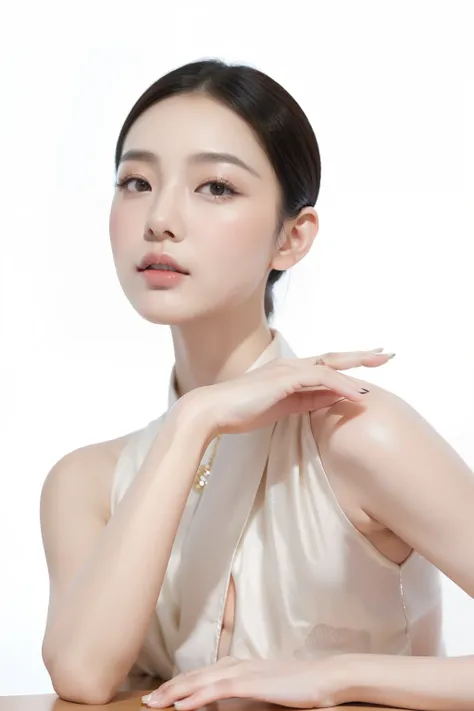 There is a woman posing for a photo with her mobile phone, jingna zhang, beauty event, Inspired by Dai Xi, from me, A woman with porcelain skin, Inspired by Tang Yifen, Song Hye Kyo, gongbi, Inspired by Zhang Yan, Beautiful Chinese model, lulu chen, Cover ...