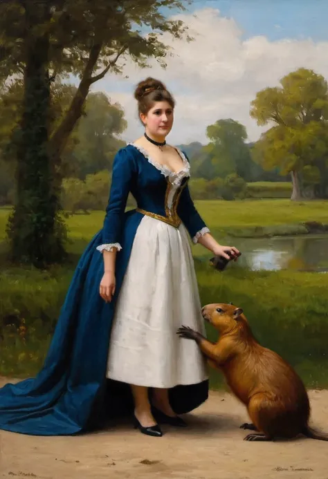 painting auguste toulmouche capybara in a dress, oil on canvas, full compliance with the style of auguste toulmouche