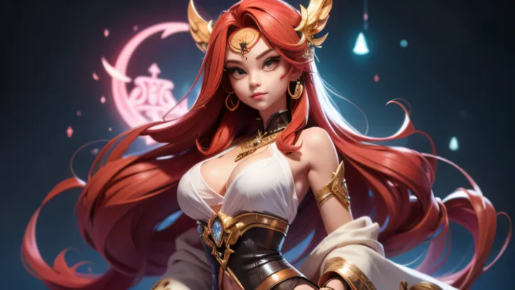 Beautiful snake women with yellow eyes  dark red hair dressed in sexy vail and golden jewellery  casting charm spell with pink effects standing in ancient sorceress layer with magic symbols on the wall, scale skin, yellow snake eyes, beautiful detailed san...