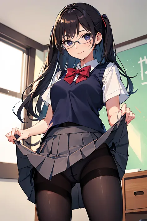 masterpiece、highest quality、1 girl、high school girl、18-year-old、Perfect Face、Shiny skin、Random Uniform、(Random Hairstyles)、Big eyes、tall)、Beautiful Hair、Beautiful Eyes、Perfect proportions、Beautiful thighs、Beautiful legs、Beautiful fingers、((Glasses、High-qua...