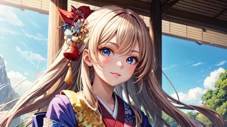 Perfect Face, for anime,Spectacular Nature,Beautiful woman in kimono
