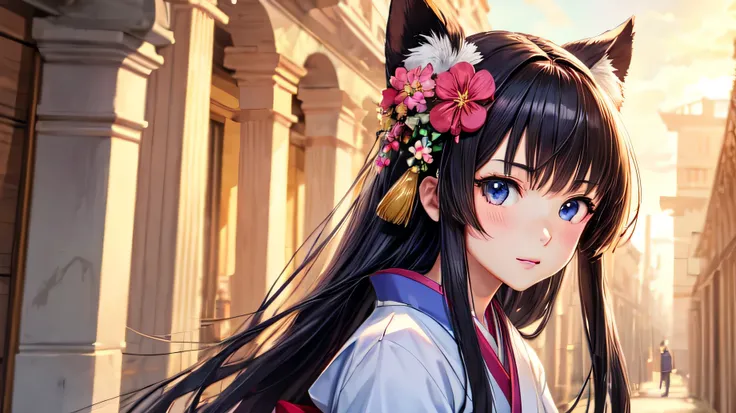 Perfect Face, for anime,Ancient Capital,Beautiful young girl in a kimono

