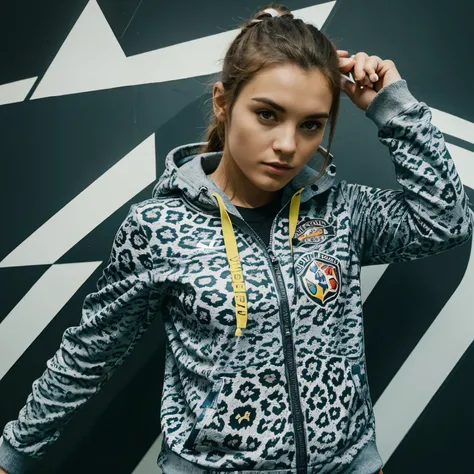 Logotipo de marca de artigos esportivos chamada Speedy Sports Store com um mascote leopardo 