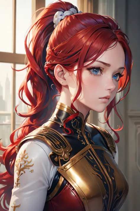 (8k, RAW photo, best quality, masterpiece:1.2), (realistic, photo-realistic:1.4), (extremely detailed CG unity 8k wallpaper), a full body (rogue:1.1) female wearing gold (leather armor:1.3), stiched worn out armor, (insanely detailed:1.5), gold and (white:...