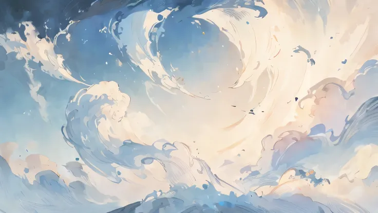 It creates a sense of depth and space, emphasizing the vastness of the sky... Use soft brush strokes and blending techniques to create a seamless and 미묘한 look. Play with lighting effects, (white curve), wind, white curve들, crazy whirlpool, tornado