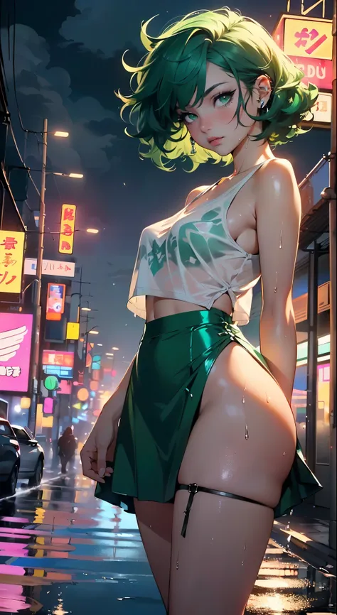 girl youtuber,(((1girl))),((extremely cute and beautiful green curly-haired girl)),

(short breasts:1.4),big butt,(((green curly hair:1.35,very curly hair,colored inner hair,ear breathing,short hair))),(((green_eyes:1.3))),intricate eyes,beautiful detailed...