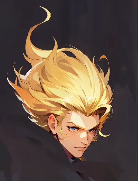 Blonde man，Flowing blond hair，