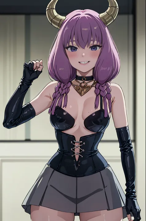 (((Little:1.4)))、(((change:1.4)))、(((Short length:1.4)))、(((child&#39;Body Type:1.4)))、BDSM、Queen、spouse、(((Long gloves made of black leather that cover the fingertips)))、(((black leather corset dress:1.4)))、(((Beautiful lace corset dress.)))、(((corset dre...