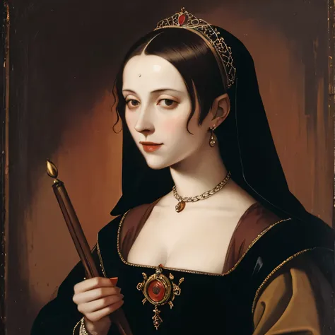 Oil painting of a medieval countess, 16th century oil painting portrait, mavis dracula, oil painting filter