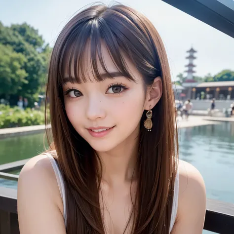 Best quality, masterpiece, ultra-high resolution, 8K, (reality: 1.4), RAW shooting, most detailed face, very detailed and perfect anatomy, live photography; most beautiful face; shining skin; one 18-year-old Japanese.My bangs and eyes are big and cute.It h...