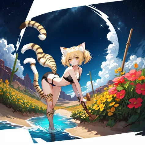 {
  "Theme": "**A beastwoman of the sand cat, known as the angel of the desert**",
  "Character": {
    "Number": 1,
    "Race": "**Sand cat beastman**",
    "Age": 23,
    "Body Type": "**Glamorous with feminine curves, a healthy balanced physique**",
   ...