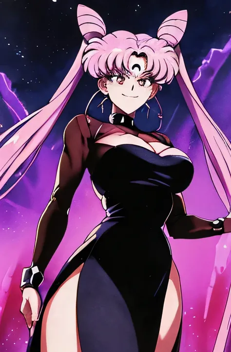 ((masterpiece,best quality)), absurdres,
Black_Lady_Sailor_Moon,
solo, smiling, looking at viewer, cowboy shot, 
cinematic composition, dynamic pose,evil smile,evil smirk,(masterpiece:1.0),(Highest_quality:1.0), 超High resolution,4k,Super detailed, photo sh...