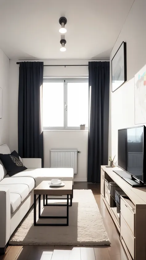 cozy white modern flat small apartments, wall